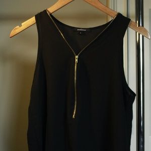Black Tank with Zip Front Detail